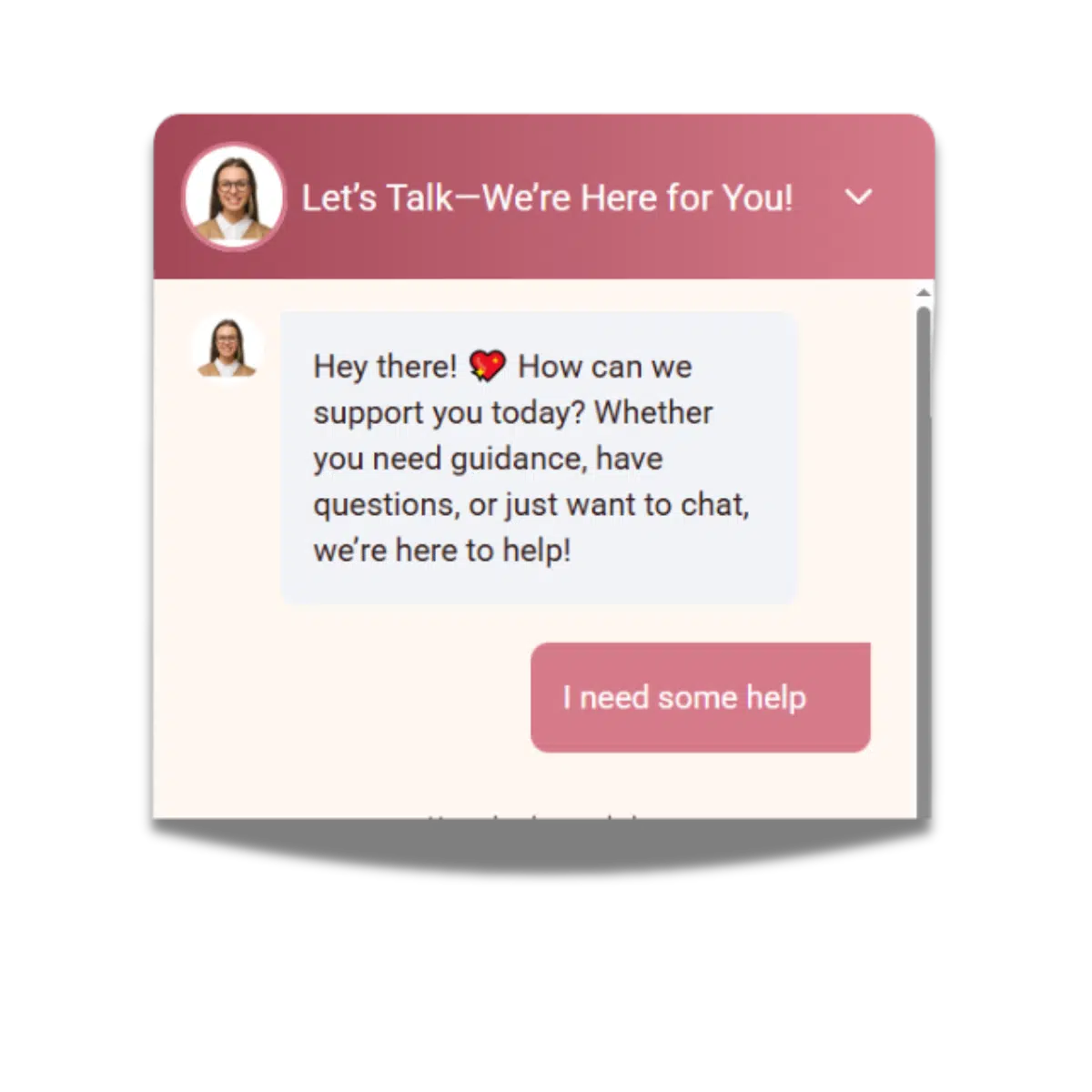 AI-powered assistant on a life coaching website, offering real-time support and guidance.