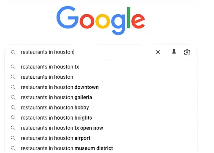 Google search bar showing search results.
