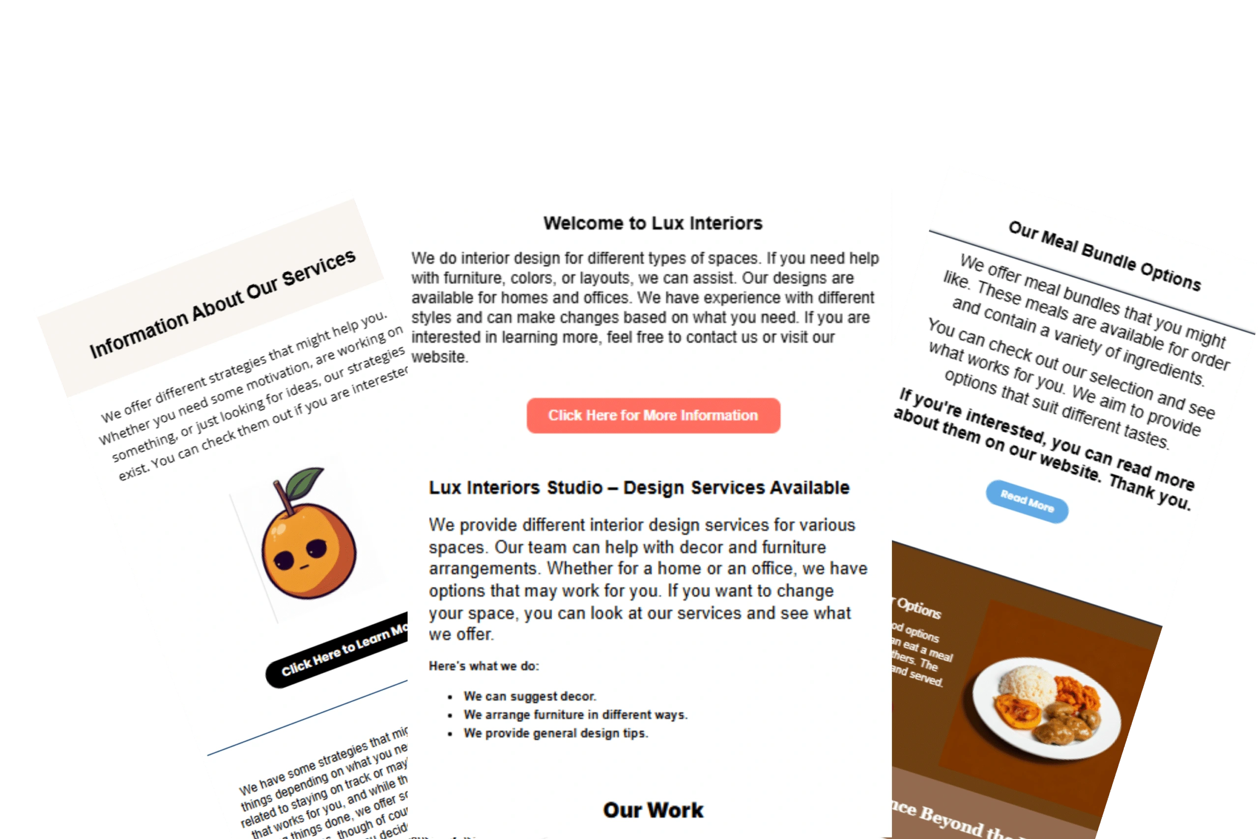 Low-quality marketing emails with poor formatting and weak visuals before AI content optimization.