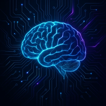 AI-powered digital brain representing predictive analytics in digital marketing