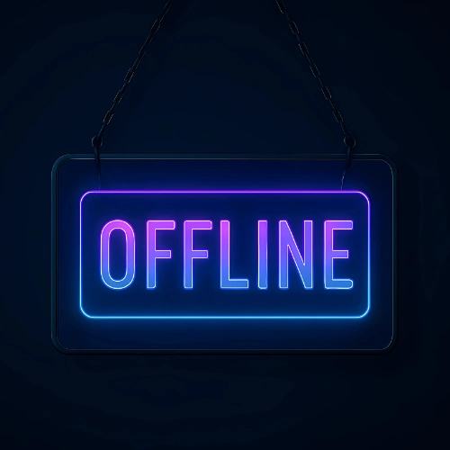 Neon offline sign symbolizing taking customer conversations off public platforms to resolve issues privately