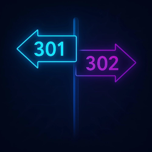 Graphic showing 301 and 302 redirect arrows, illustrating how improper redirects can make it harder to find broken links on website pages