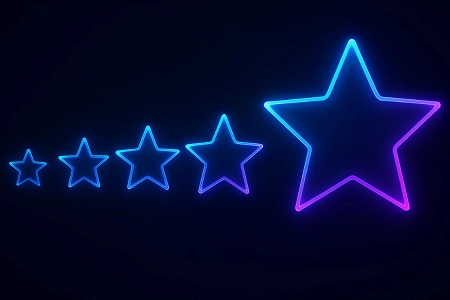 Five glowing review stars representing reputation management
