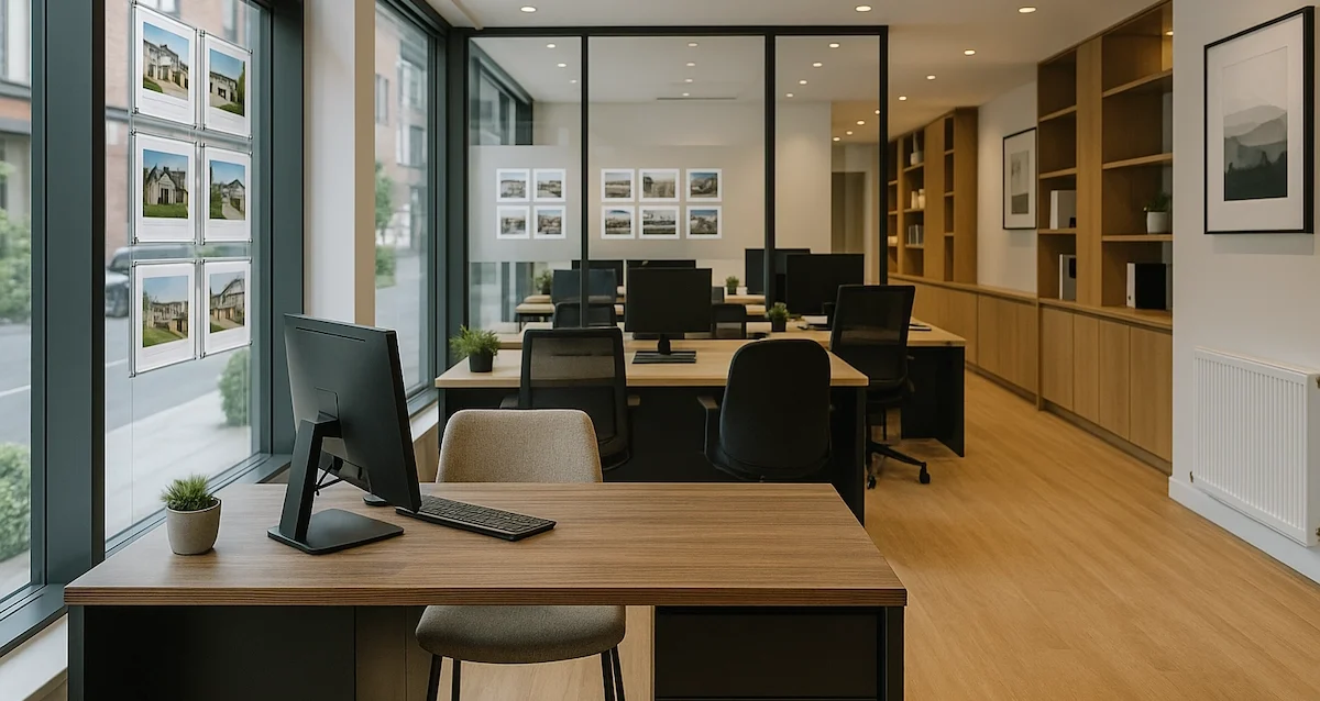 Regional Real Estate Brokerage Modern real estate brokerage office showcasing high-velocity sales and lead management results.
