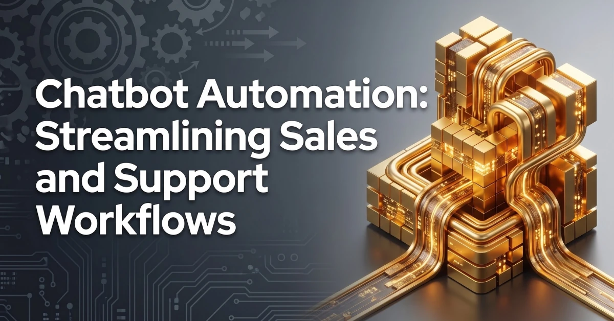 Chatbots Automation Feature Blog banner featuring image with gold liquid metal flows.
