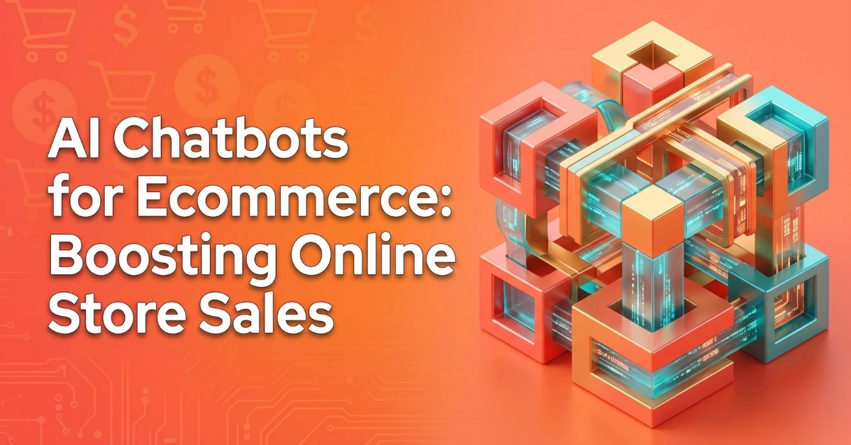 Chatbots for Ecommerce Feature AI Chatbots for Ecommerce: Boosting Online Store Sales — abstract 3D orange and teal interlocking cube structure