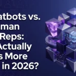 AI Chatbots vs. Human Sales Reps: Who Actually Closes More Leads in 2026? 2 AI Chatbots vs. Human Sales Reps: Who Actually Closes More Leads in 2026? — abstract 3D metallic purple cube cluster